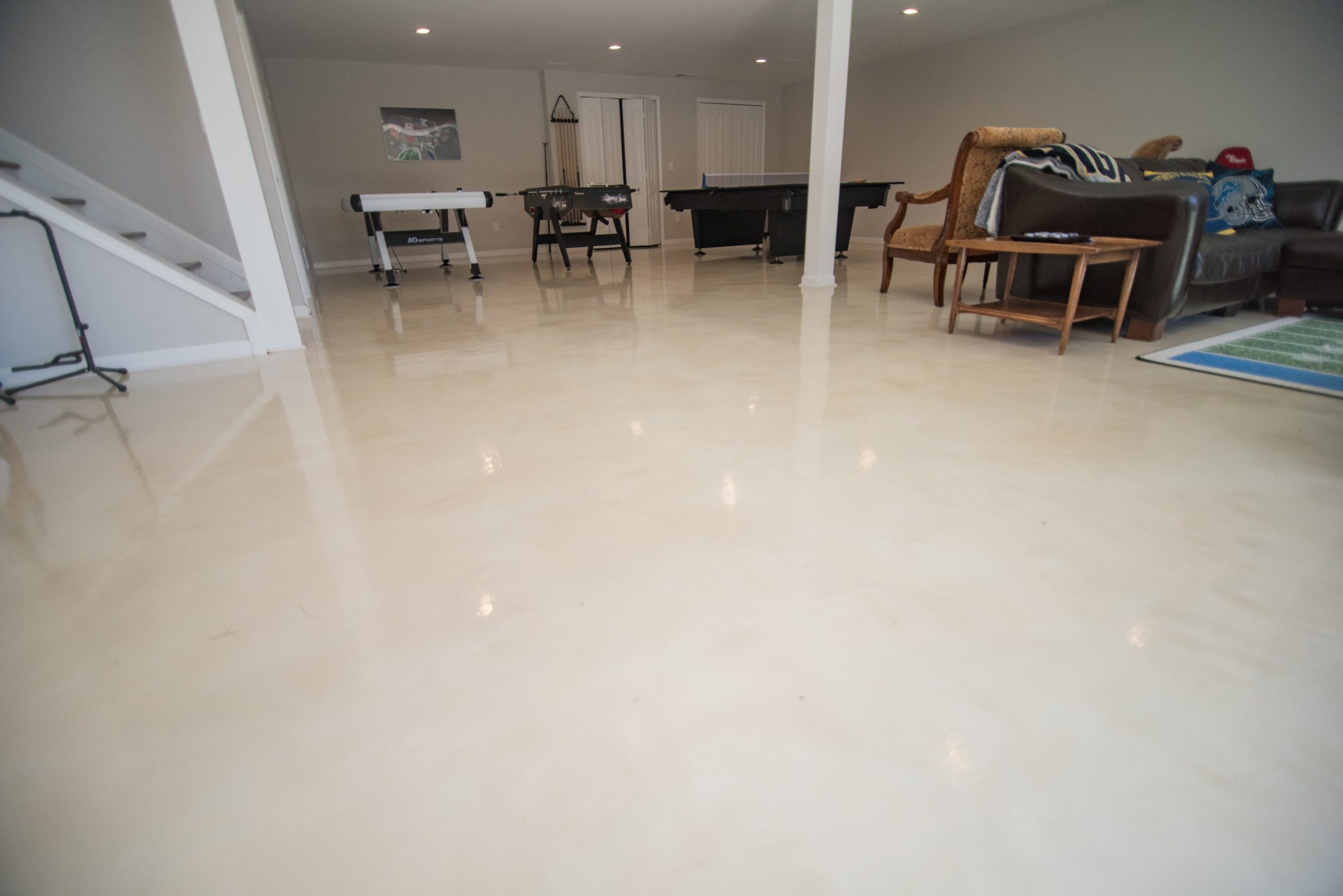 epoxy covered flooring finished basement white