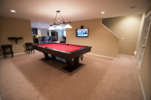pool table and staircase
