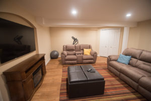 basement living room in Clinton Township, MI