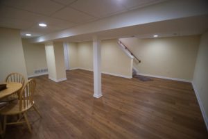 bright open basement remodeled from dark unused space