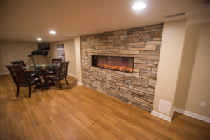 electric fireplace within wall as design feature