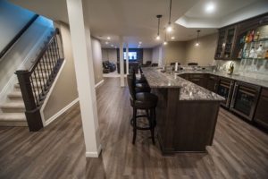 Modern finished basement design in oakland township mi