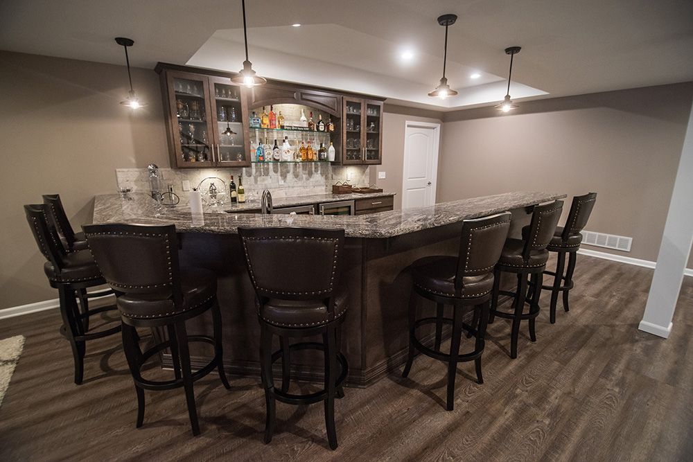led lighting both recessed and pendant lighting basement bar