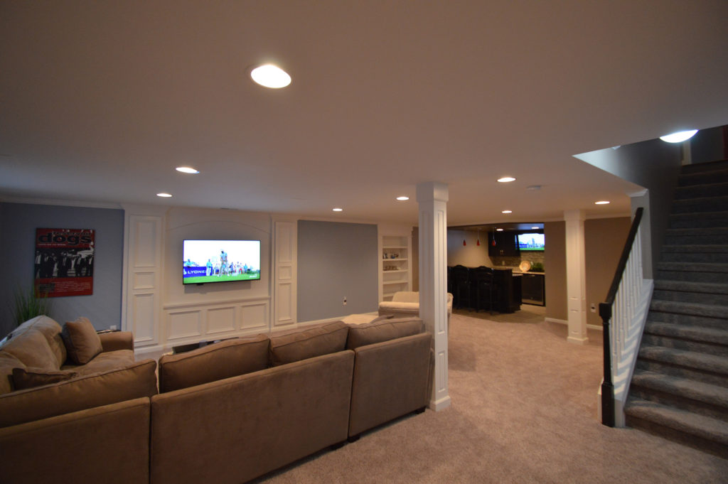 open floorplan basement with post wraps