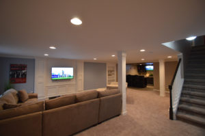 open floorplan basement with post wraps