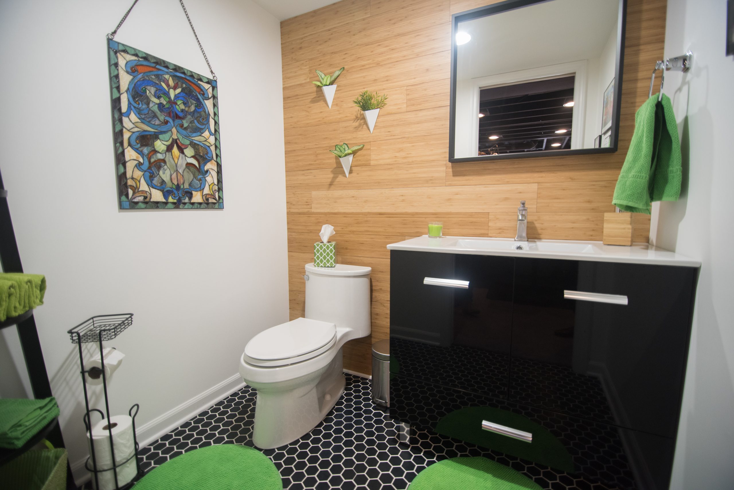 Green Sustainable basement bathroom design