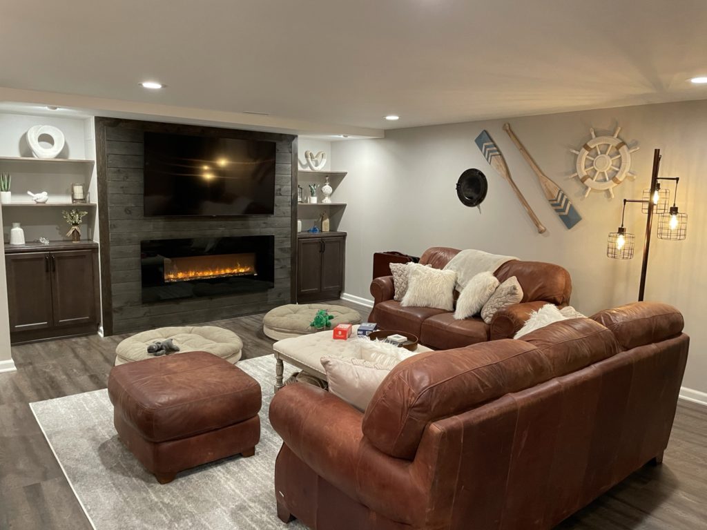 Northville, Michigan basement living room with modern design