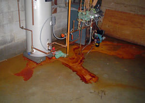 iron ochre bacteria flooding in basement