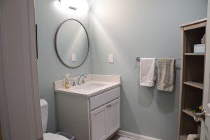 Finished basement bathroom vanity in Canton, Michigan