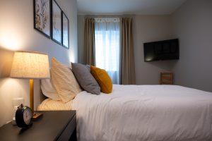 Finished basement guest room in Bloomfield Hills, Michigan